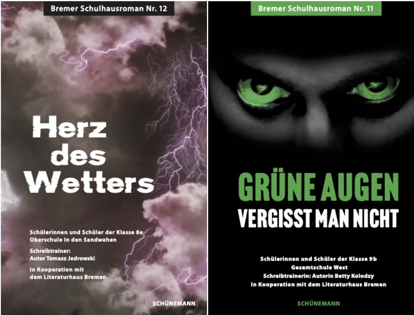Collage der Buchcover des Bremer Schulhausromans 2022